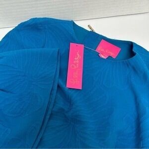 Lilly Pulitzer NWT‎ Viola Stretch Dress Blue Jacquard Who Let the Fronds Out 0